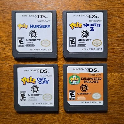 Nintendo DS Lot 4 Games: Petz Nursery, Nursey 2, Catz Clan & Endangered Paradise - Image 1 of 4