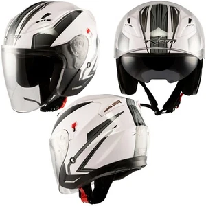 Moto Casco Jet Scooter Doppia Visiera ECE 22-06 Certificato Bianco Argento - Imagen 1 de 15