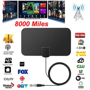 HDTV Digital TV Antenna Indoor Aerial HD Freeview Signal Thin 8000 Mile UK New - Picture 1 of 12
