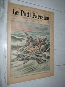 PETIT PARISIEN 1906 NAUFRAGE GOELETTE TAHITIENNE REQUINS / RUSSIE DOUMA / TUNIS - Imagen 1 de 2