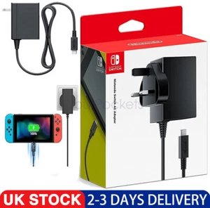 Nintendo Switch Fast Charging Charger Power Supply Adapter AC Type C cable UK - Picture 1 of 8
