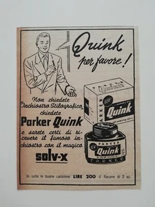 Clipping Pubblicità 1954 PARKER QUINK Famoso Inchiostro con il Magico Solv-x - Picture 1 of 1