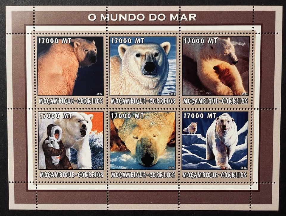 MOZAMBIQUE POLAR BEARS STAMPS SHEET of 6 2002 MNH WILD ANIMALS FAUNA WILDLIFE - Изображение 1 из 1