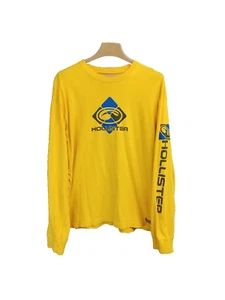 Hollister Longsleeve Logo Graphic Tee Men Large Yellow Shirt Spell Out - Picture 1 of 9