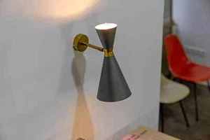 Mid-Century Diabolo Sconce Italy, red Wall Light attr. Stilnovo, 1950s - Picture 1 of 9
