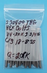 S30400 THE Sechskantschrauben 1/4-20 x 3 3/4 HX C/S 18-8 SS 20 Stück - Bild 1 von 2