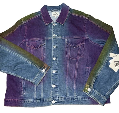 Chaqueta de mezclilla Jordache Vintage Stevie para mujer XXL teñida Ombre Y2K retro camionero nueva con etiquetas Foto 1 de 4