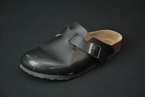 Scuffed VTG Birkenstock Black Leather Boston Shoes 38 Narrow L 7 M 5 51025CS - Picture 1 of 7
