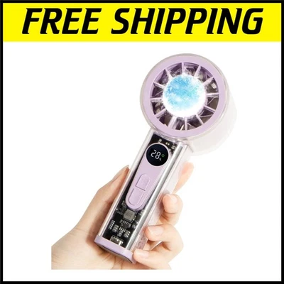 Portable Handheld Cooling Fan with Ice Compress - Perfect for Outdoors, Purple - Image 1 of 4
