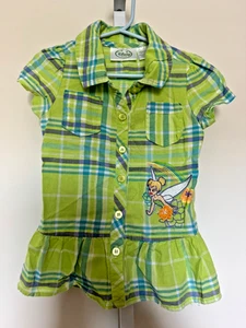 Top túnica a cuadros vintage de hadas de Disney Campanilla niñas talla 4 bordado - Imagen 1 de 7