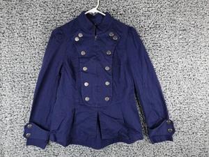 Ambition Military Style Double Breasted Jacket Medium Navy Blue Button Up Chic - Picture 1 of 11