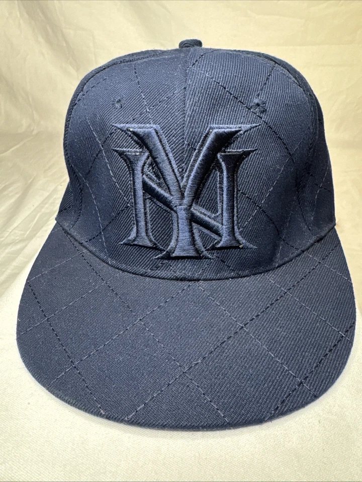 New York NY Fitted Hat Size 7 3/8 Original Fit 59cm RARE Blue Diamond Knit VTG - Image 1 of 4