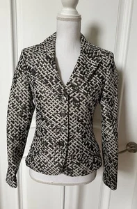 BASLER Romania Gray Black Plaid Basket Weave Blazer Jacket Size 34 EUC - Picture 1 of 7