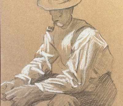 Estilo Leyendecker desenho masculino acadêmico art déco cowboy americano - Imagem 1 de 3