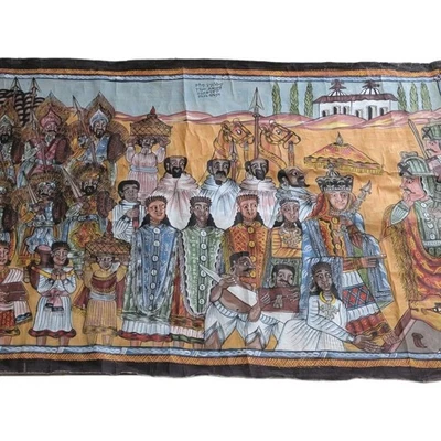 The Visit Of Queen Of Sheba To King Solomon Ethiopian Religious Art Hand Painted - Image 1 of 4