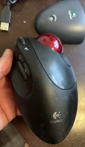 Logitech Cordless Optical TrackMan Mouse T-RB22 & USB Dongle Tested Working used - Bild 1 von 7