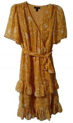 Vestido Simply Vera Vera Wang para mujer talla pequeña manga acampanada cinturón cintura elástica  Foto 1 de 4