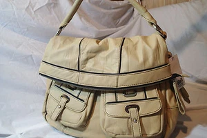 or by oryany LEATHER handbag,tote,beige hobo SATCHEL, FOLDOVER NWt - Picture 1 of 12