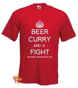 Camiseta BEER CURRY & A FIGHT Keep Calm parodia todas las tallas - Imagen 1 de 7