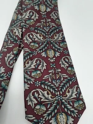 Surrey Necktie 100% Silk 56"X3.5" Maroon Floral U.S.A Made Burgandy Tie Vintage  - Image 1 of 4