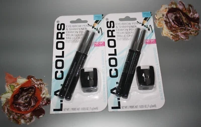 2 Pack L.A. Colors Eyeliner Eye Brow Makeup Pencils Duo Set with Sharpener Black - Image 1 of 2