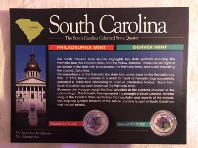 The American Historic Society Colorized State Quarters. South Carolina (used) - Image 1 of 3