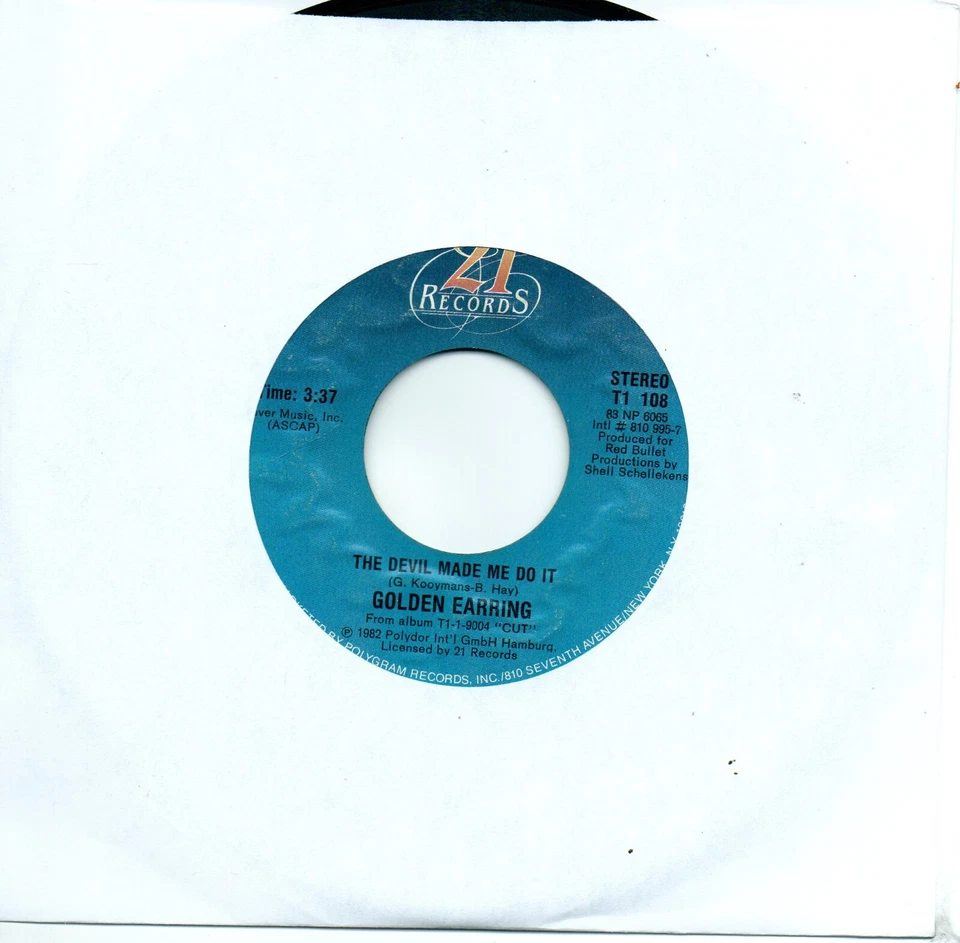 GOLDEN EARRING - THE DEVIL MADE ME DO IT / CHARGIN' UP MY BATTERIES        (VG+) - Image 1 of 1