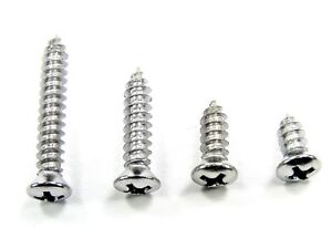 Ford Chrome #8 Phillips Oval Head Trim Screws- 3/8" to 1" Long- Qty.100- #339