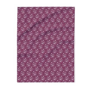 Halloween Pumpkins Blanket - October 31 Themed Arctic Fleece Purple Throw - Picture 1 of 13
