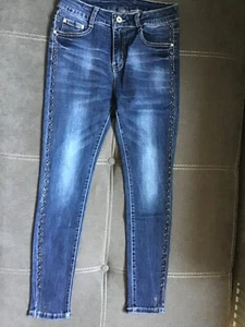 7/8 Jeans mit Perlen und Glitzer an der Seite Gr. 26 - Bild 1 von 8