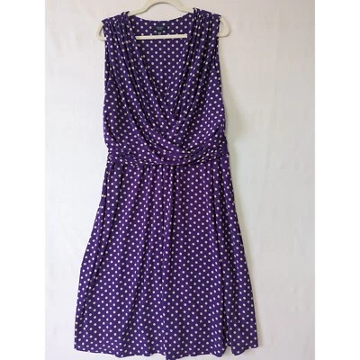 Chaps Polka Dot Dress Sleeveless Purple Surplice V Neck Career Plus Size 20W - Image 1 of 4
