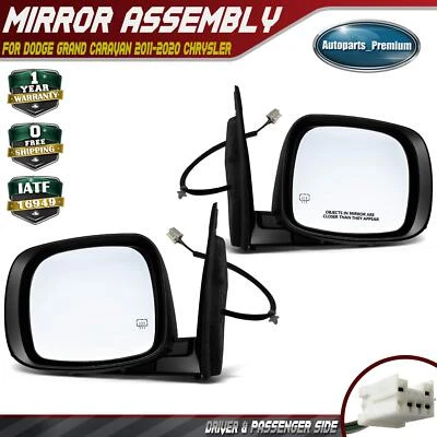 2x Espejo térmico negro conductor y pasajero para Dodge Grand Caravan 11-20 Chrysler Foto 1 de 4