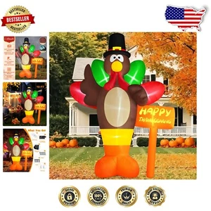 Brightly Lit 10FT Thanksgiving Turkey with Water Bags & Stakes - Unique Decor - Picture 1 of 8