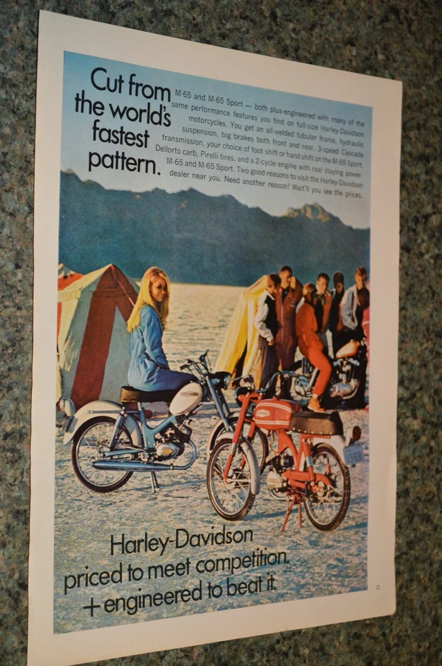1968 HARLEY DAVIDSON M65 SPORT ORIGINAL ADVERTISEMENT AD PRINT 68 LEGGERO - Image 1 of 1