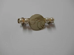 Repurposed/Signed Laurel Burch "Harlequin Birds" Cream Enamel Cloisonne Barrette - Picture 1 of 3