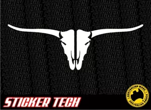BULL HORNS SKULL STICKER DECAL LONGHORN TO SUIT UTE TRUCK FLOAT 4X4 4WD OUTBACK - Picture 1 of 2