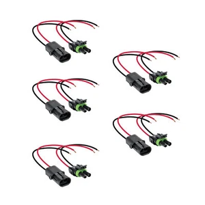 5pc OLS 2-Wire Weather Pack Connector Kit Assembled with 10" 16 AWG Wires - Picture 1 of 2
