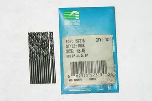 12 pcs GREENFIELD #45 Jobber Drills 150K Split Point Black Oxide 57315 USA - Picture 1 of 1