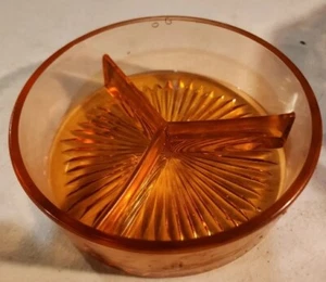 Depression Glas rosa geteilt rund Schale Starburst Design Vintage - Bild 1 von 8