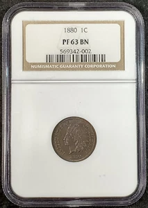 1880 Indian Head Proof Cent NGC PR63 BN 569342-002 Exquisite Coin Rare - Picture 1 of 10