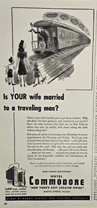 ANUNCIO IMPRESO VINTAGE 1946 - HOTEL COMMODORE - IS YOUR WOMAN CASADA CON UN HOMBRE DE VIAJE - Imagen 1 de 1