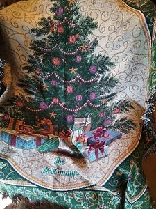 VTG Christmas Tapestry Throw Blanket 60x50 White Elephant Gag Gift - Picture 1 of 7