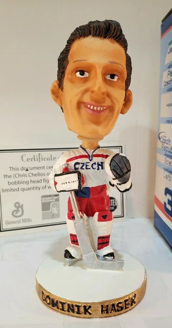 DOMINIK HASEK BOBBLEHEAD ATTILA Czech Republic With COA #841  NIB Cover