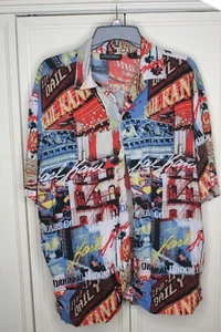 Camicia da uomo vintage Karl Kani stampa auto con bottoni LG State of Liberty - Foto 1 di 6