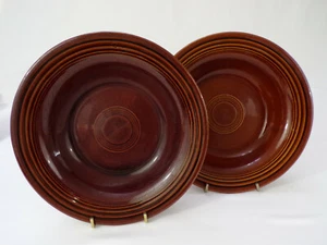 Two Vintage Homer Laughlin Sheffield Amberstone Serving Bowls Chili 8" x 2" b23 - Imagen 1 de 4