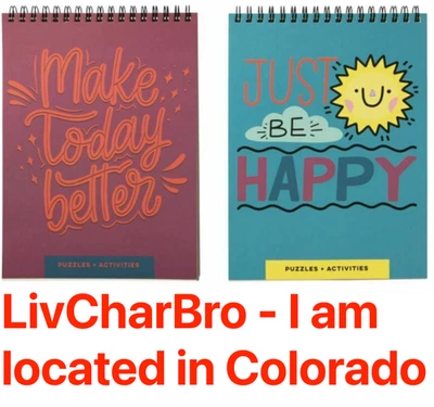 2 Pack Brain Teasers Puzzles and Activity Books Spiral Bound Easy Flip Page - Image 1 of 4