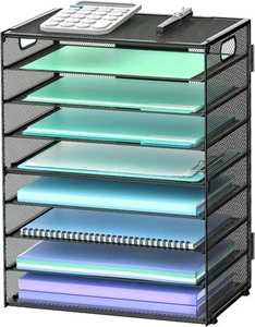 9-Tier Paper Organizer Letter Tray with Handle, Mesh File 9-tier (Black) - Picture 1 of 7