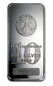 10 TROY OZ .999 FINE SILVER WALKING LIBERTY BAR BU - Picture 1 of 2