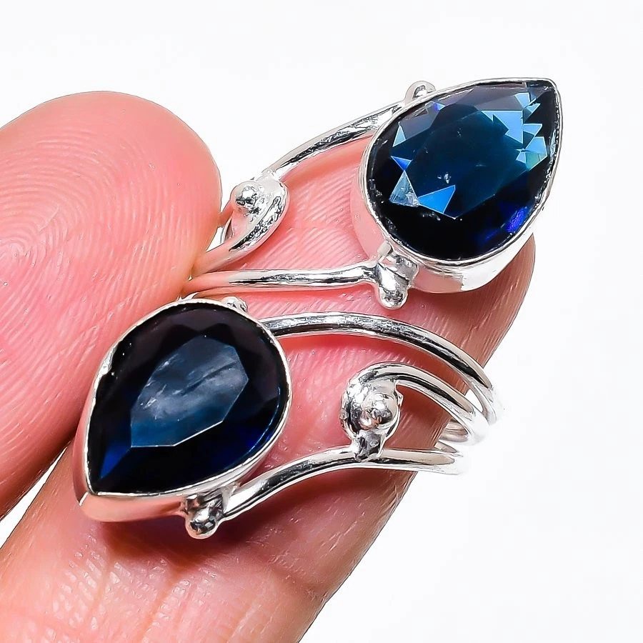 Blue Tanzanite Gemstone 925 Sterling Silver Jewelry All Size Ring For Gift - Image 1 of 1