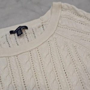 Suéter American Eagle Outfitters Marfil Tejido con Cable Talla XS Malla Cuello Ancho Preppy - Imagen 1 de 9